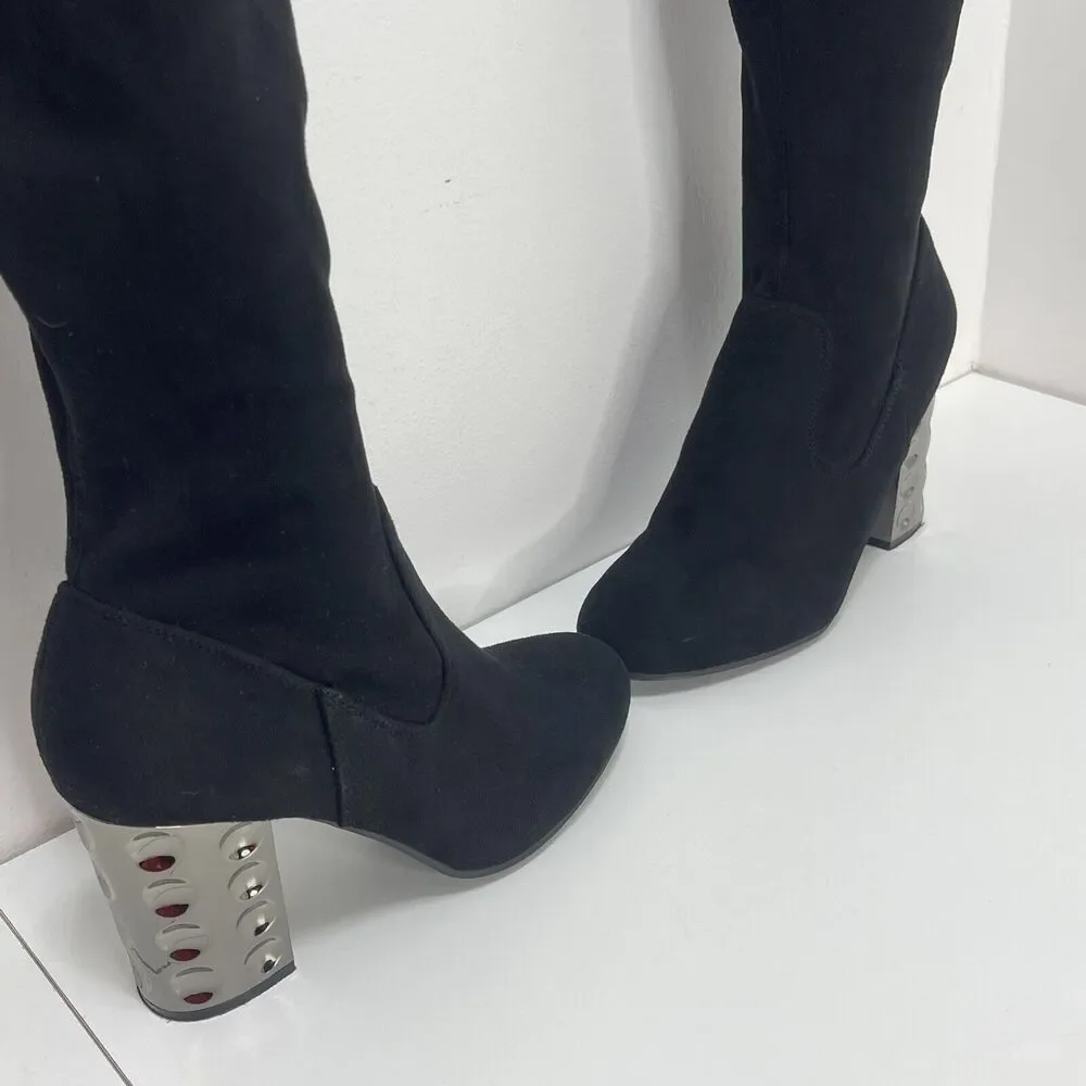 Carlos by Carlos Santana Womens Quantum Thigh High Tall Boots Mirror Heel Sz 7